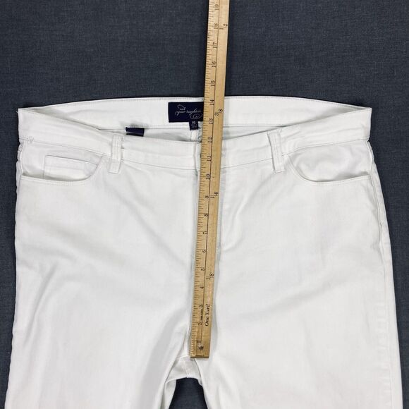 NYDJ Crop Jeans Womens Sz 16 White Straight Leg Cuffed High Waisted Modest Capri - Picture 11 of 15